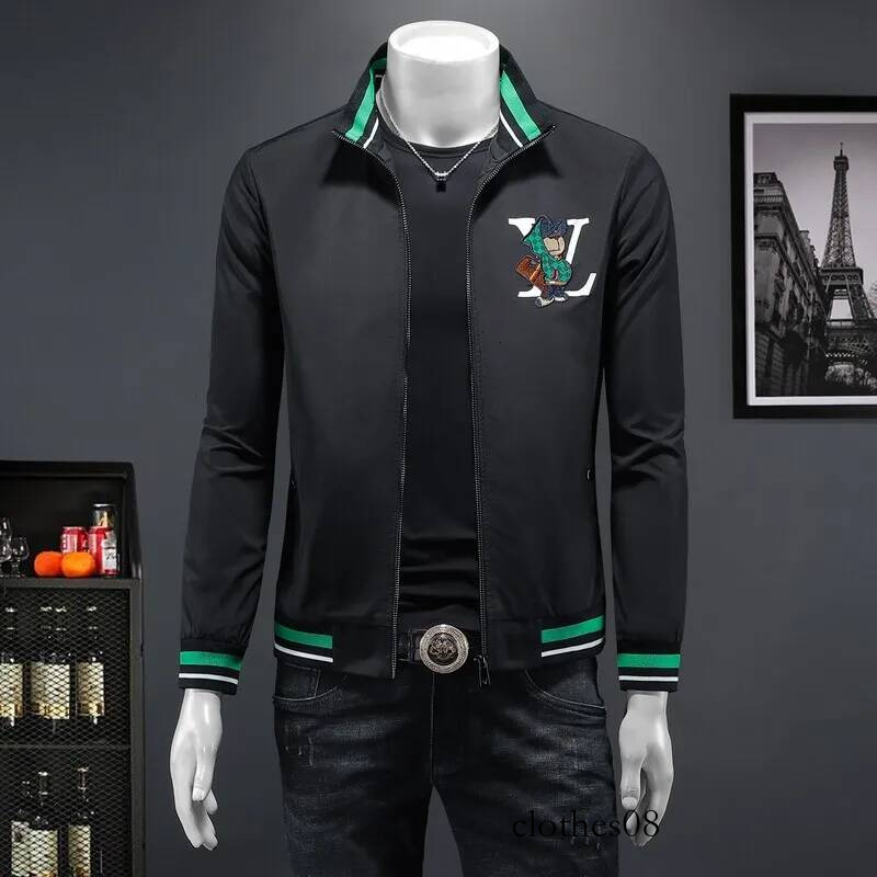 Spring 2025 Men's Slim Fit Long Sve Jaet Embroidered Sportswear Lightweight Breathable Outerwear Casual Trendy Sweatirt