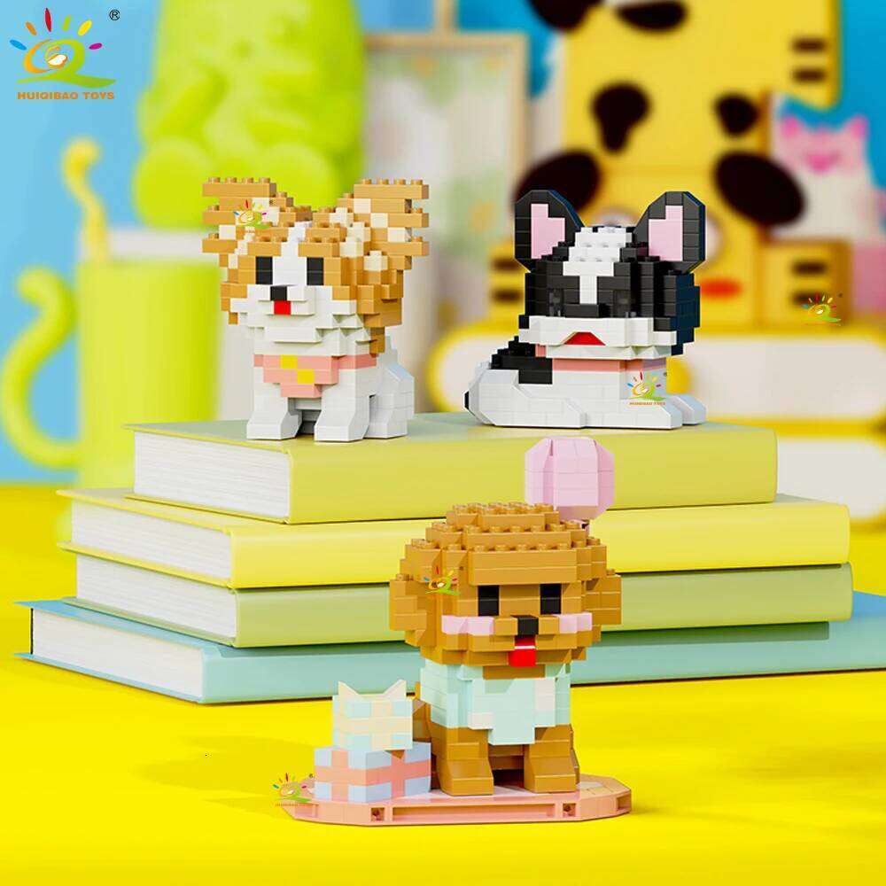 HUIQIBAO MOC Cute animal model Micro Building Block Panda Rabbit Bee Mini Diamond Model Brick Toy for Children Desk Decor. Z260306