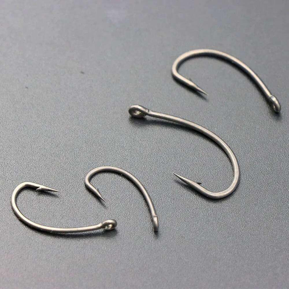 20pcs Carp Fishing Hooks With Micro Barbed High Carbon Steel PTFE Coating Curve Shank Hook For Feeder Fish Accessories Tackle S260305