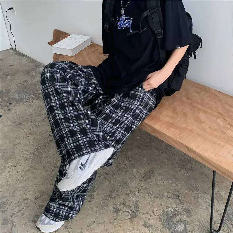 Summer/Winter Plaid Men S-3XL Casual Straight Trousers for Male/Female Harajuku Hip-hop Pants