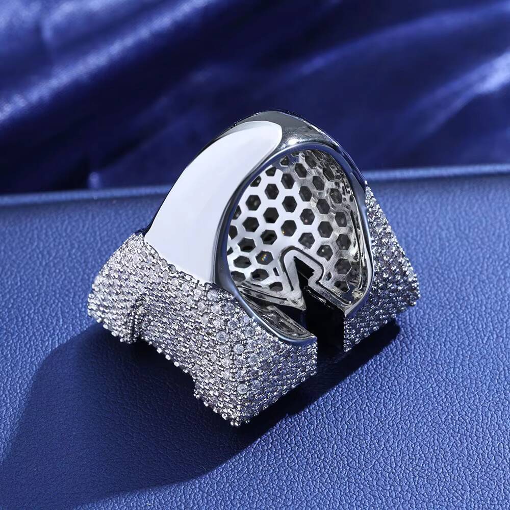 Hip-Hop M Letter Ring Brass Zircon Gemstone Rings for Mens Fashion Jewelry Party Trendy in Europe US