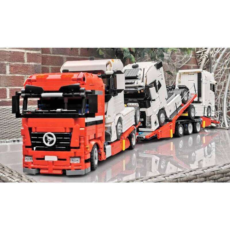 Transporter Truck Lengthened Trailer Model Building Block Technology vehicle Car Bricks DIY Assemble Toys Kid Gift MOC-150467 Z260306