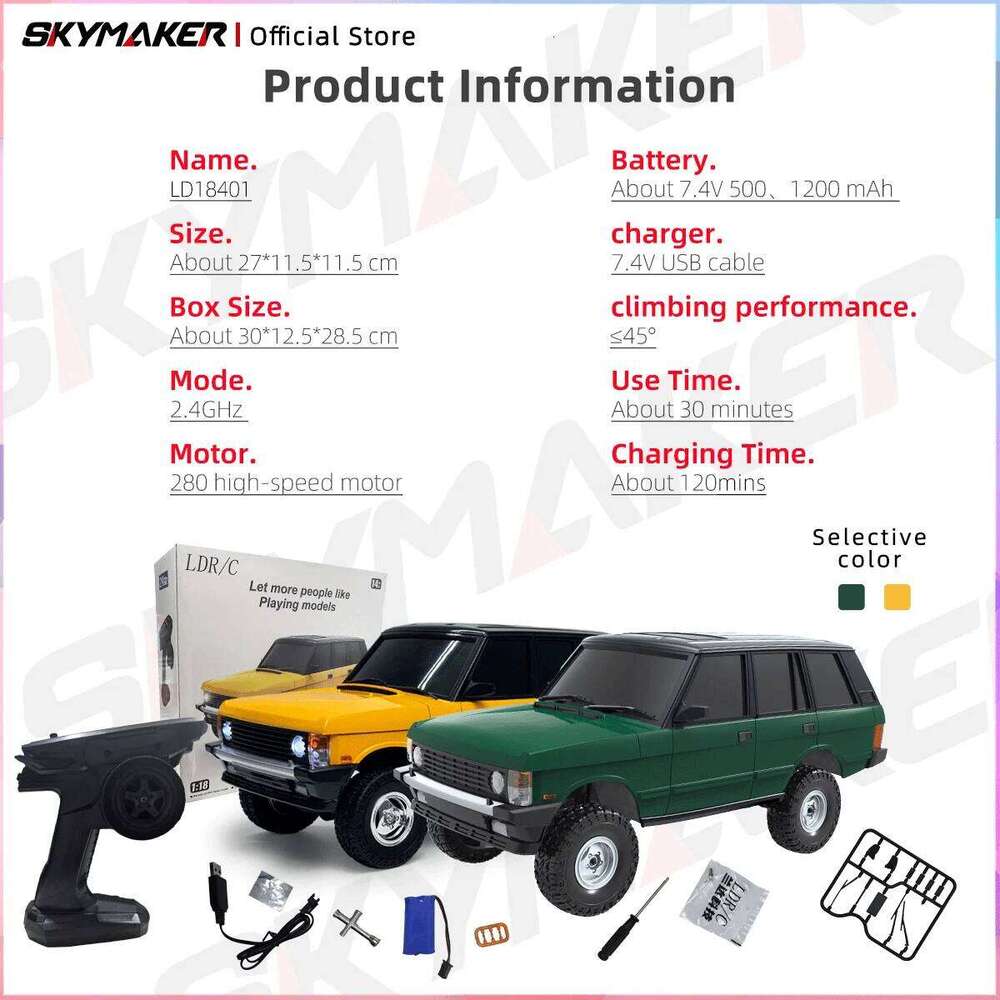 LDRC LD18401 1/18 Off-road 4WD Drive High-strength Full Proportional Throttle Climbing RC Remote Car Toys for Children C260305