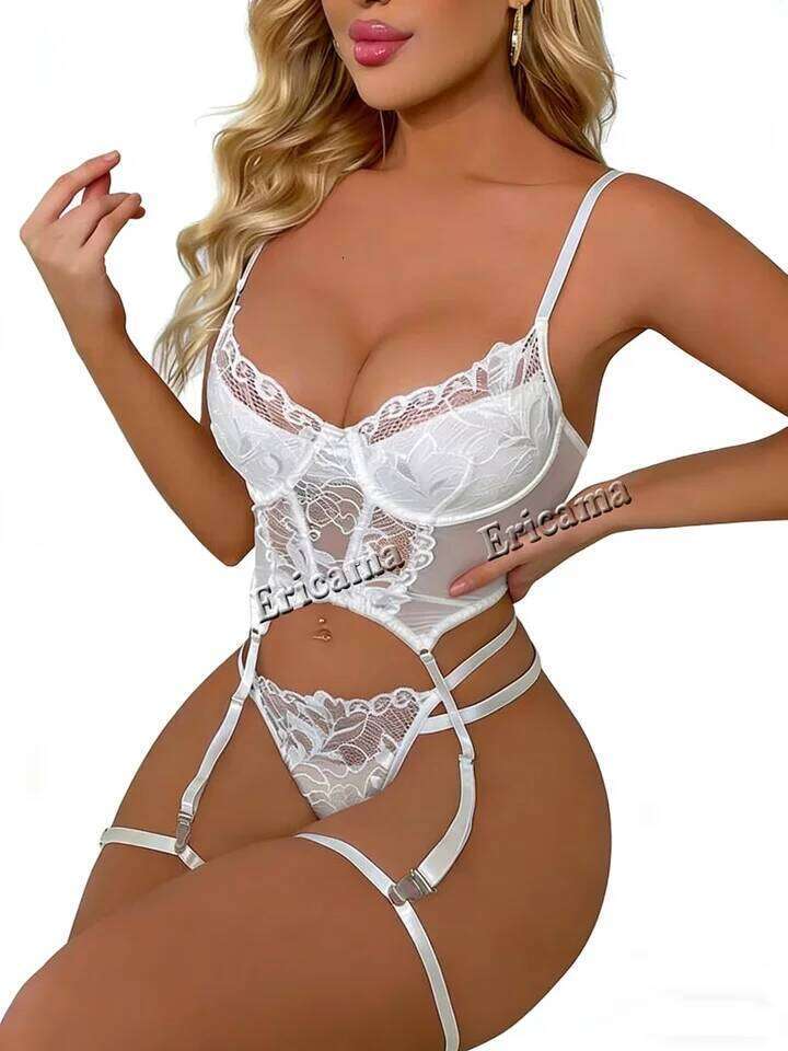 Fashion Personality New Steel Ring Lace Mesh Bra Sexy Cross Webbing Hollow Erotic Lingerie Set