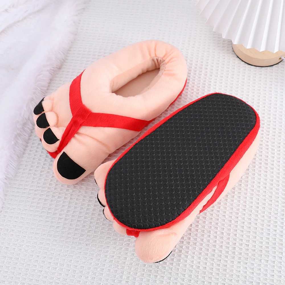 Funny Big Toe Shoes Cartoon Fuzzy Slippers Non Slip Soft Novelty Slippers Comfortable Fluffy Couple Shoes for Women Adults S260305