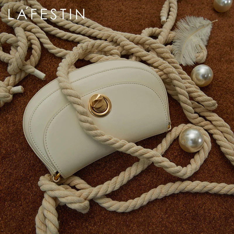 LA FESTIN Original Crossbody Shoulder Bag Autumn Winter Retro Square Handbag for Women Saddle 260227