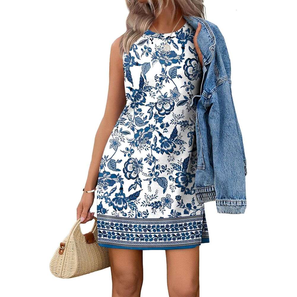 Casual Dresses for Women Crewneck Designer Sleeveless Tank Dress Summer Spring Boho Vacation Clothes