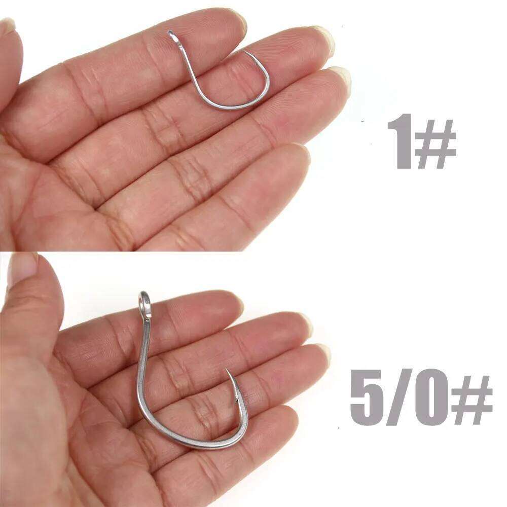 10pcs Matte Tin Anti-rust Saltwater Fishhooks High Carbon Steel Barbed Fishhook Assist Jigging Lure Hook 1# 1/0 2/0 3/0 4/0 5/0 S260305