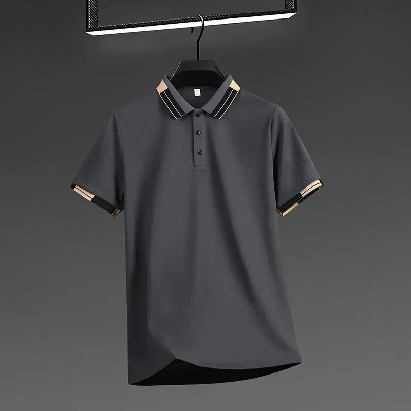 Mens Business Casual Short Sleeved Shirt Solid Color Polo Shirt Fashionable Breathable Comfortable Versatile Top 260304