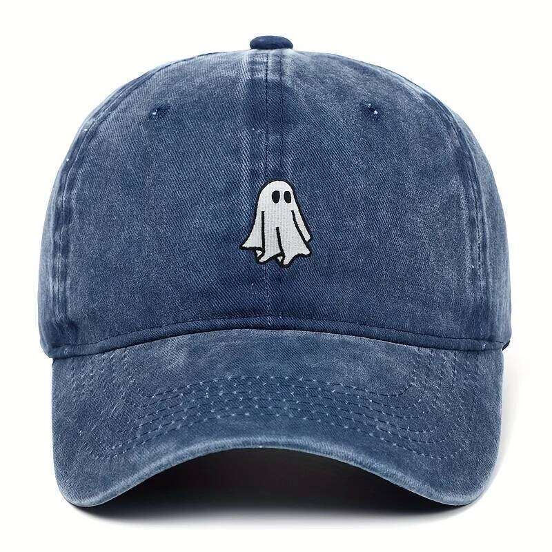 Halloween Embroidered Baseball Hat with Cute Ghost Pattern Simple Style Suitable for Men and Women Y260304