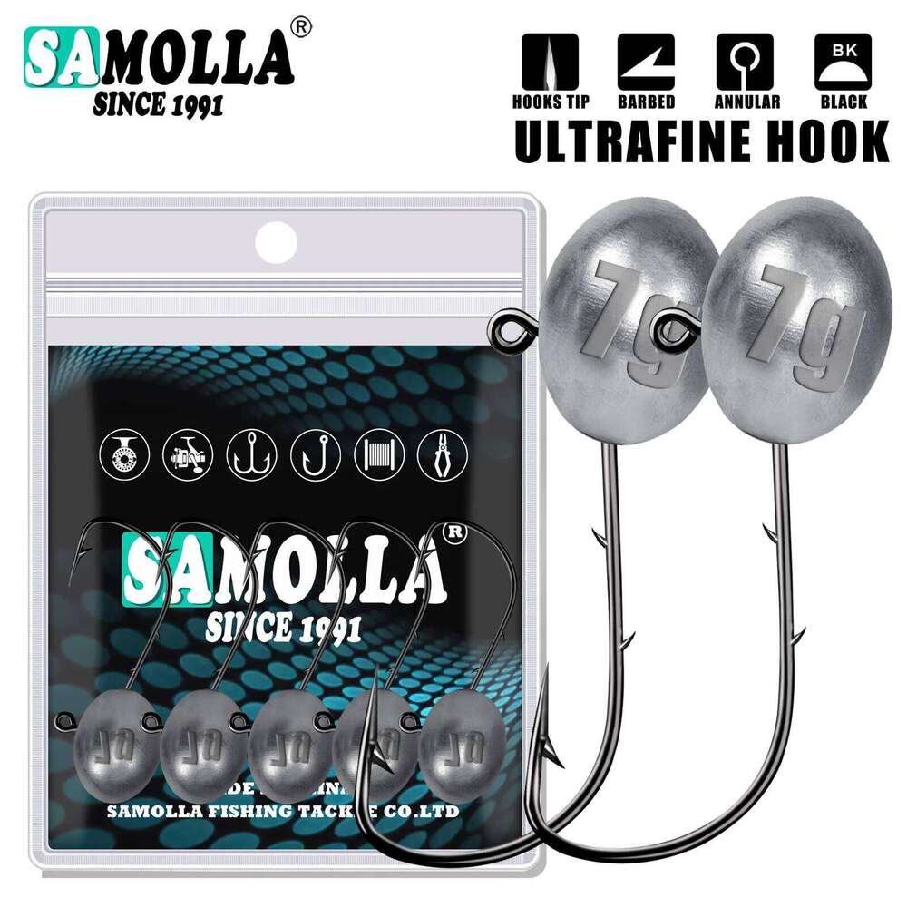 Jig Head Hook Rockfish Ajing Fishing Hooks For Soft Worm Lure Bass Fish Pesca Goods 0.8-7g 5pcs/Bag Pike Trout Accessories S260305