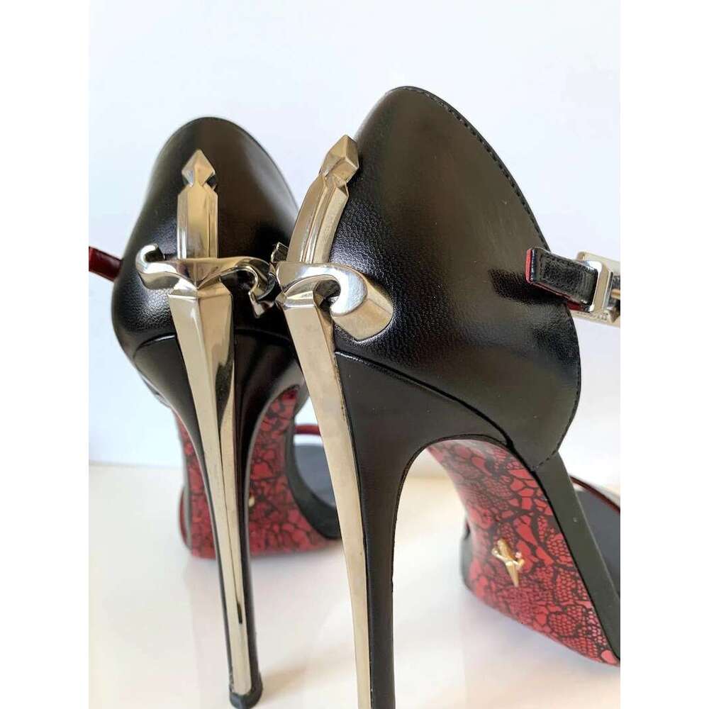 10Cm European And American Style Printed Red Sole Genuine Leather For Women Summer Sexy Elegant Waterproof Platform Super High Heel Sandals - view 9