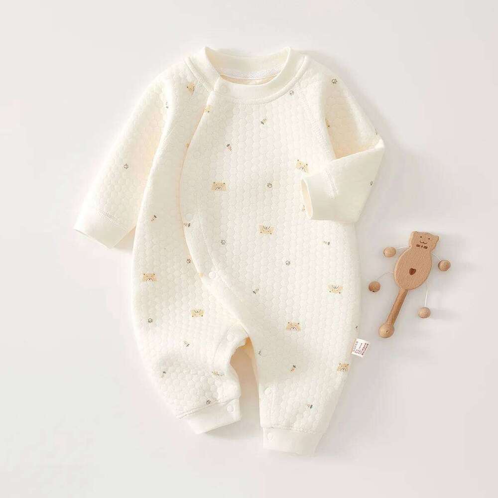 AYNIGIELL Warm Cotton Clip Autumn Newborn Outdoor Clothes Thickened Baby Girl Jumpsuit Z260306