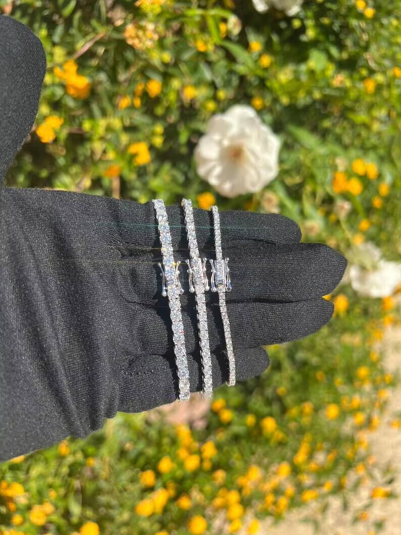 SMOB Hip Hop 2-4MM Moissanite Tennis Bracelet 925 Sterling Silver VVS Tennis Bracelet Passes Diamond Tester Anniversary Gift