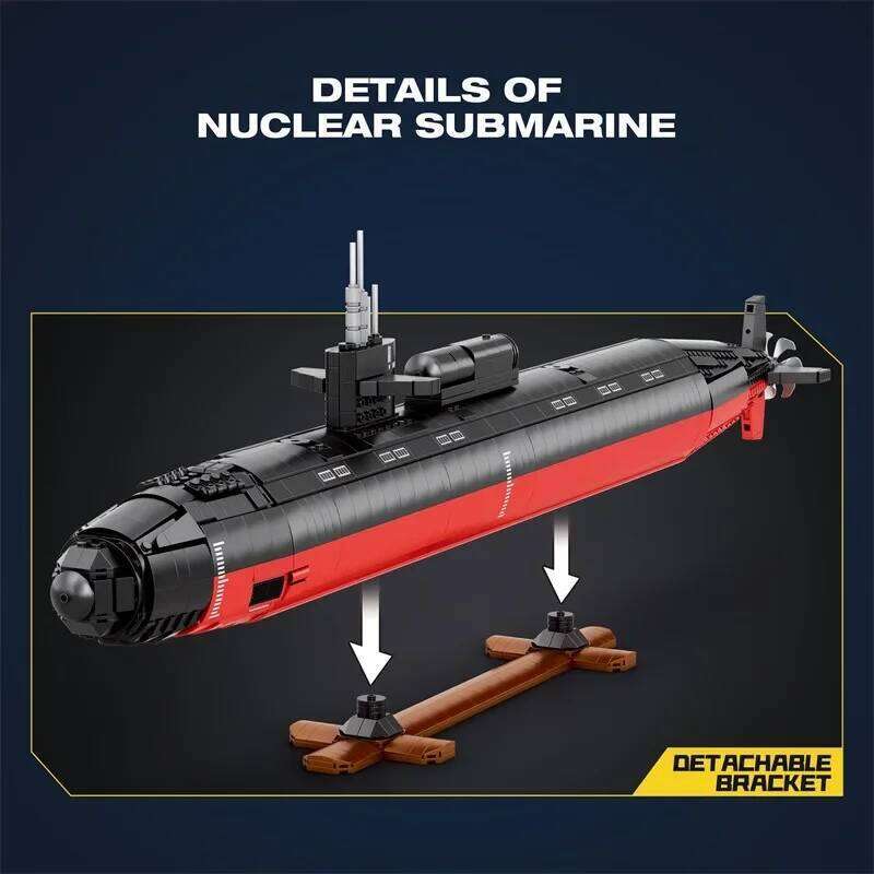 33049 2988pcs Military Los Angeles-class SSN Building Blocks Assembling MOC Nuclear Submarine Bricks Children's Toys Gift Set Z260306