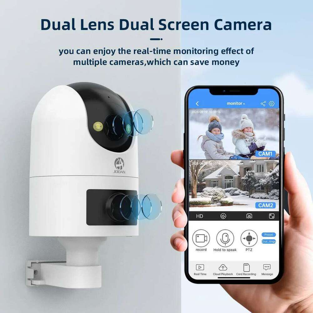 JOOAN 8MP HD IP Outdoor Dual Lens Security WiFi Auto Tracking Color Night CCTV Audio Video Surveillance Camera 26W0306