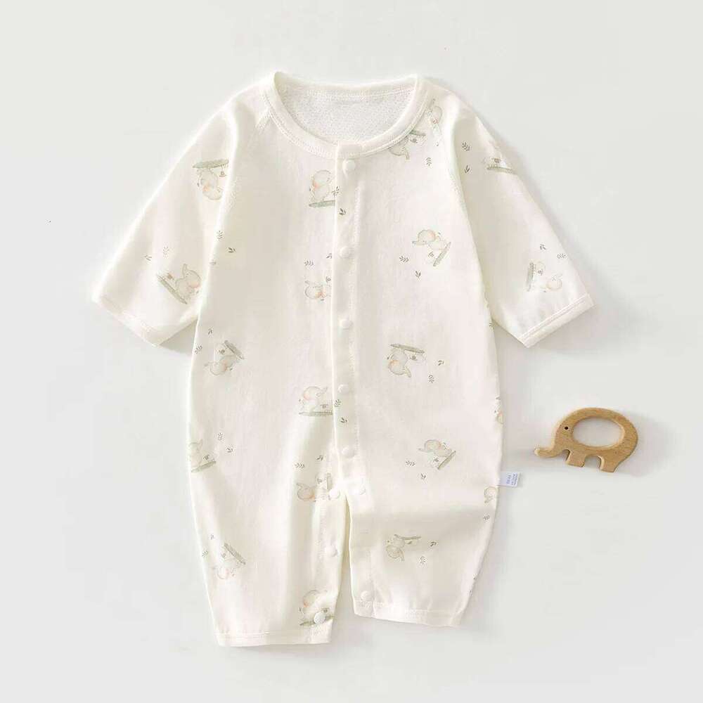 AYNIGIELL Summer Mesh Jumpsuit, Pure Cotton Thin Design Baby Long Sleeved Air-conditioned Pajamas Newborn Clothing Z260306
