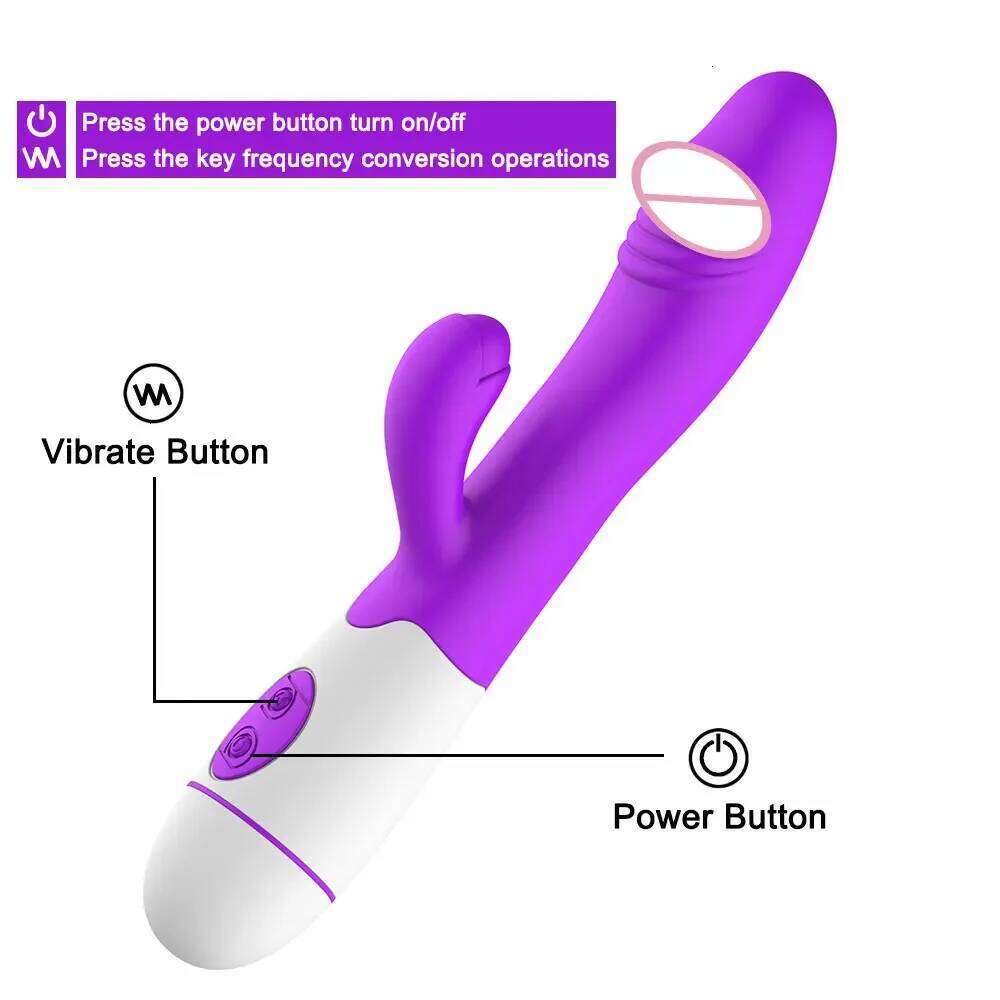30 Speed Rechargeable Handheld Silicone Adult Clit Clitoral Clitoris Sex Toy G Spot Dual Motor Rabbit Vibrator for Women Female W260305