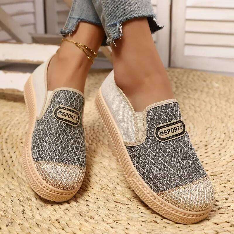 2025 New Hot Sale Slip on Women's Vulcanize Shoes Round Toe Sequins Solid Outdoor Platform Casual Comfortable Shoe