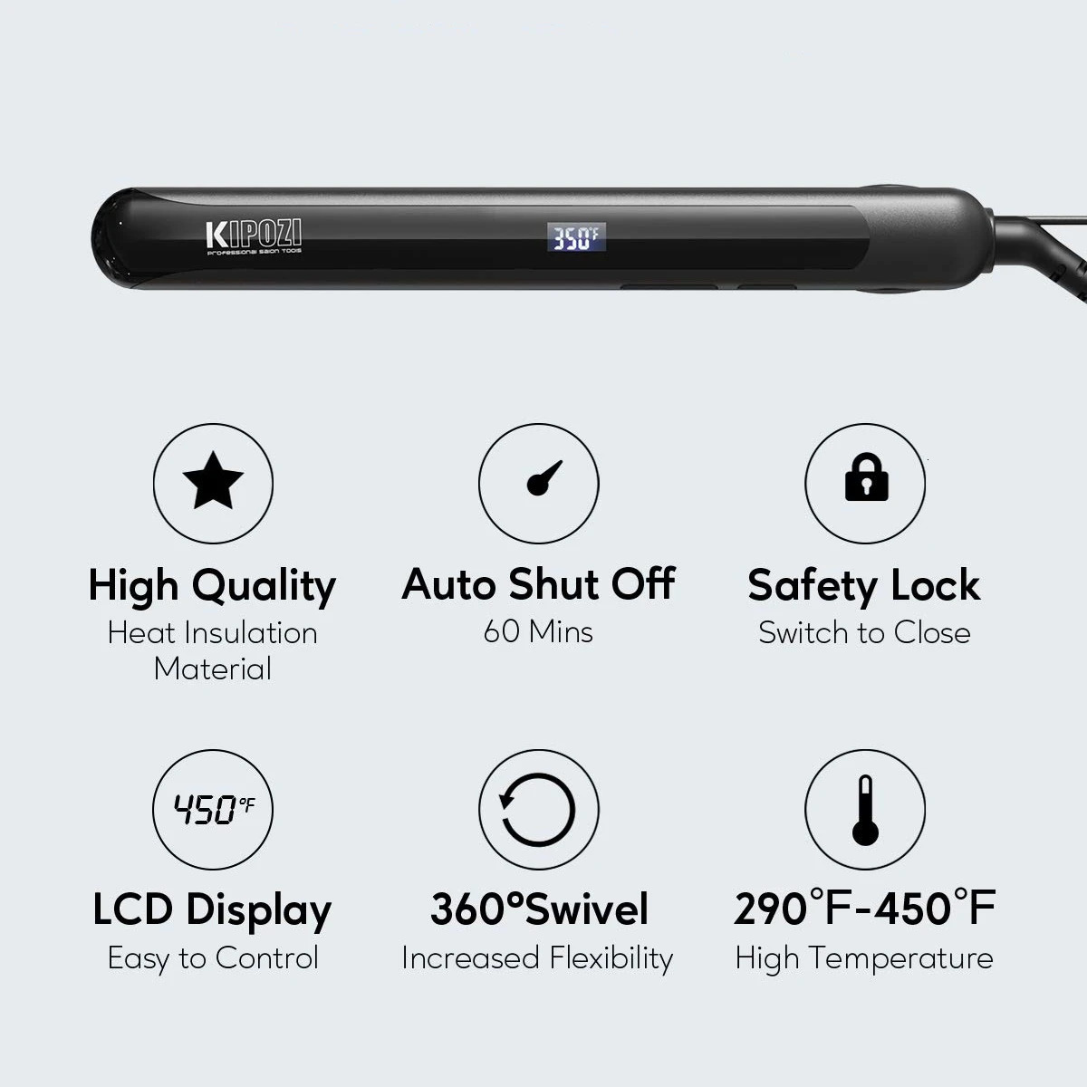 KIPOZI Professional Hair Flat Iron 2 In 1 Hair Curler Adjustable Temperature Fast Heating Hair Straightener Straightening Iron 260305