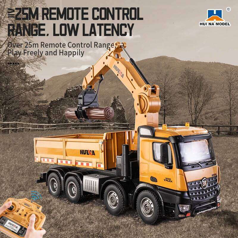 HUINA 1/14 1538 26CH RC Semi-alloy Remote Control With Wood Grab Dump Engineering Truck Model Toy Children's Birthday Gift C260305