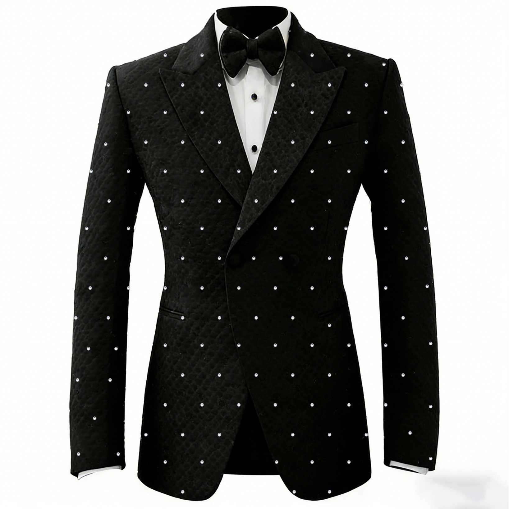 Classic Crystal Wedding Groom Suit 2-Pieces Blazer Pant Peaked Lapel Formal Occasions Party Customized Ropa Hombre