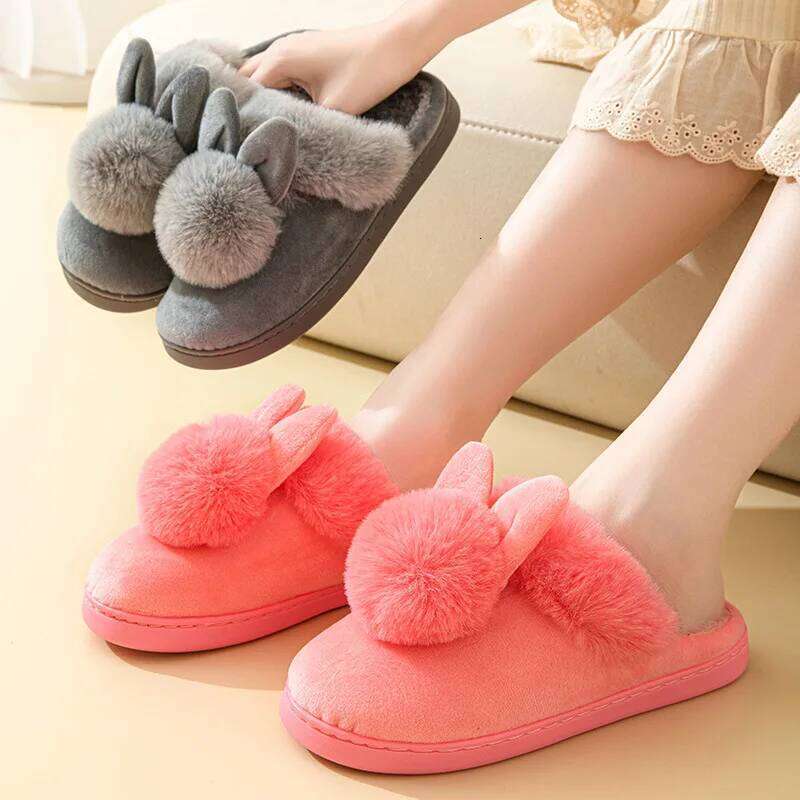 Litfun Women's House Fuzzy Slippers Couple Indoor Anti-skid Plush Lined Bedroom Slides Winter Comfy Warm Fur Fluffy Cotton Shoes