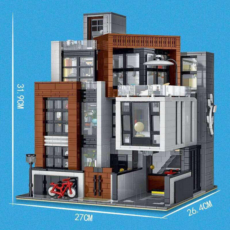 MOC-87366 Creative Modern Villa Modular City Architecture Building Block Bricks Model Street View Sets Kid Toy for Children Gift Z260306