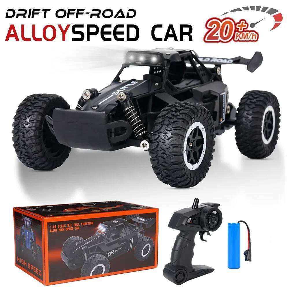 DK087 1:16 Scale 2WD Remote Control Car, 20KM/H High-Speed Off-Road RC Vehicle with LED Lights, Drift Racing Toy for Kids Adults C260305