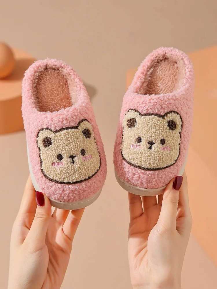 2025 New Boys and Womens Winter Slippers Fashionable Simple and Cute Bear Cotton Slippers Warm Autumn and Winter Home Slippers S260305