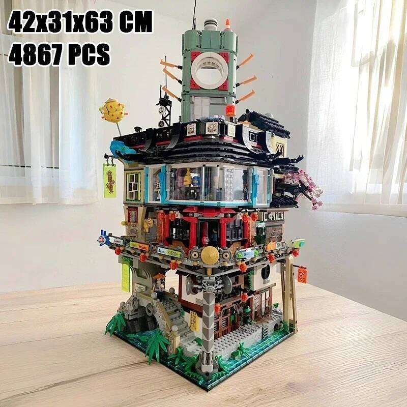 4867PCS Creative Ninja City Centre Architecture Building Blocks Street View Garden Construction Bricks Toys Adult Kid Gift Z260305