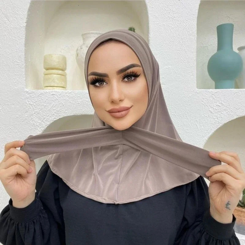Instant Hijab Undercap Hijabs for Woman Muslim Women Hijab Cap Full Cover Snap Fastener Head Wraps Scarf Islam Turban 260304