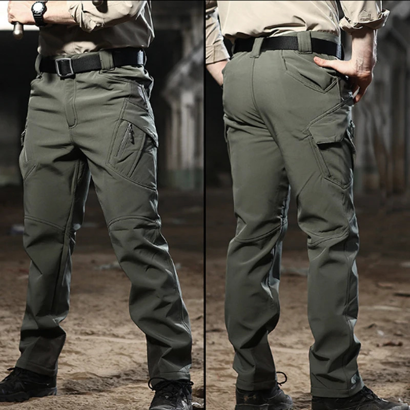 Men Winter Autumn Fleece Waterproof Cargo Pants Hiking Camping Softshell Climbing Casual Warm Tactical Military Combat Trousers 260304
