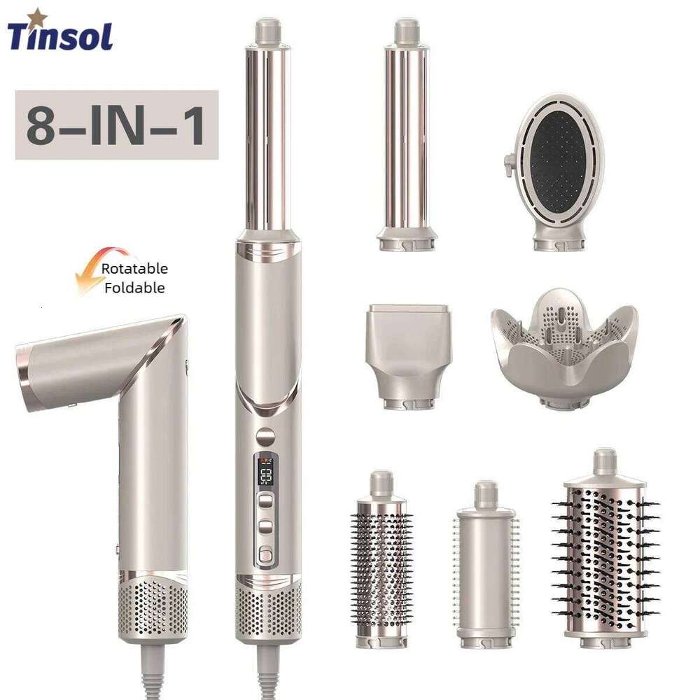 TINSOL 8-in-1 Negative Ion Hair Dryer Iron Set Air Curling Brush & Multi-Function Styling Tool 26Y0306