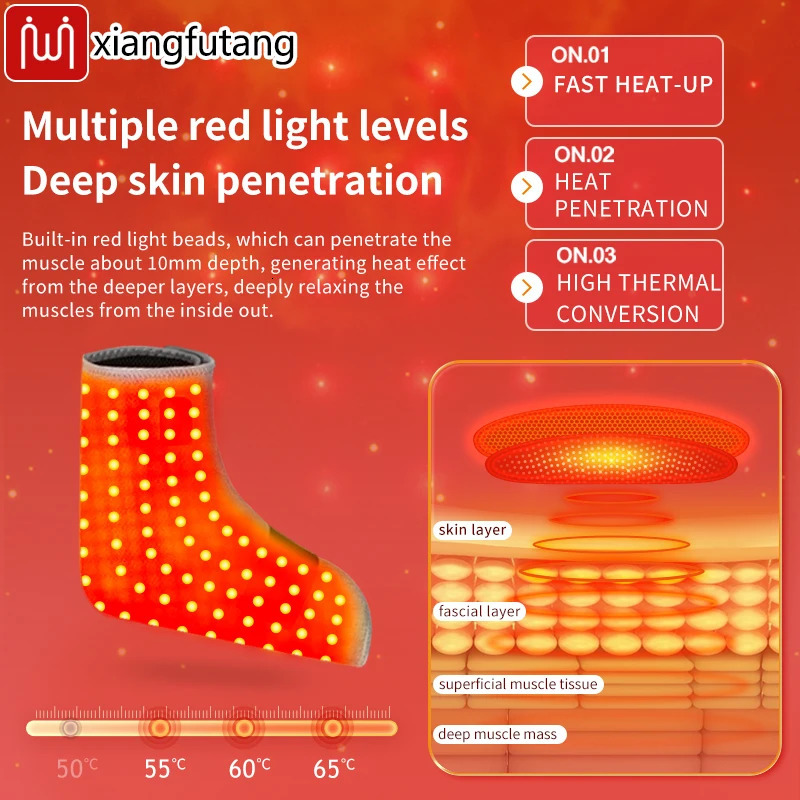 Red Light Heating Foot Protector with Vibration Massage Relieves Stiffness Numbness Fatigue Promotes Foot Relaxation 260304