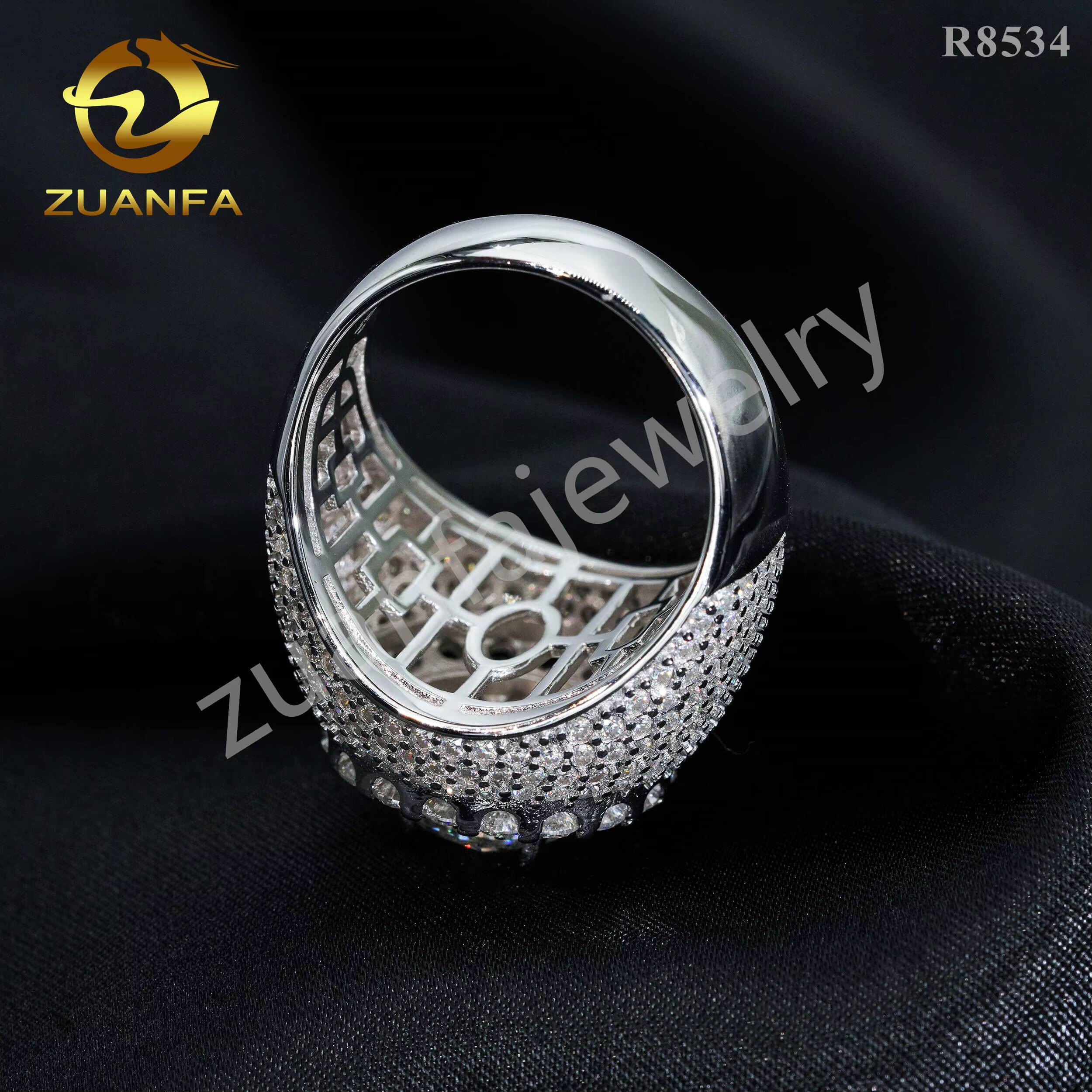 Fashion Fine Jewelry Central Cluster Ring Real Gold Plated 925 Silver Rings Men Iced Out VVS Moissanite Ring