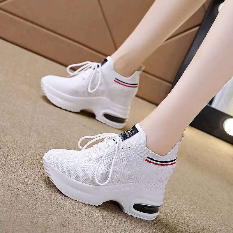 Womens PU Fabric Retro Lace-Up Sneakers Women's Heels Summer Autumn Fashion Designer Tennis Female Breathable Shoes