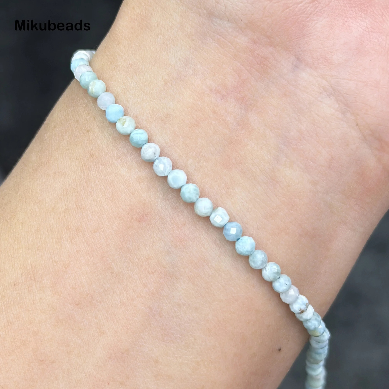 Wholesale Natural m 4mm A Larimar Faceted Round Loose Beads For Making Jewelry DIY Stone Necklace Strand Mikubeads 260302
