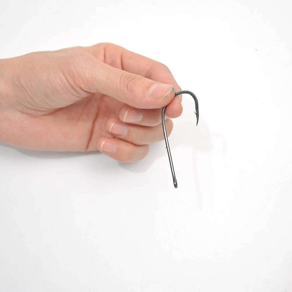 20pcs/50pcs Long Shank Fishing Hooks 16#~7/0# High Carbon Steel Sharp Barbed Offset Narrow Bait Fishhook Double backstab Y260305