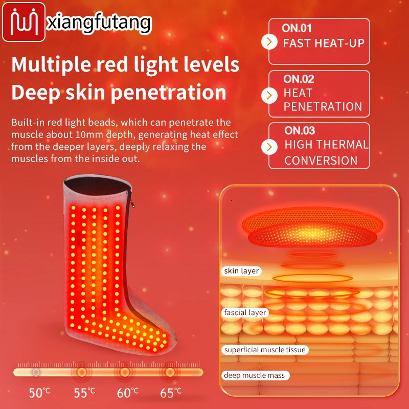 Red Light Heated Boot - Foot Wrap Foot Massager - 3-Level Heat Timer - Muscle Relax Joint Comfort Daily Foot Care 260304