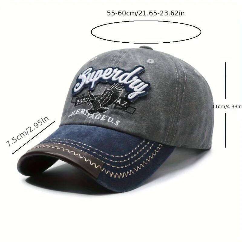 Unisex Sporty Cotton Washed Baseball Cap - Stylish ORIGINAL THE BLACK Letter Embroidery, Casual Sunshade for Outdoor Sports Y260304