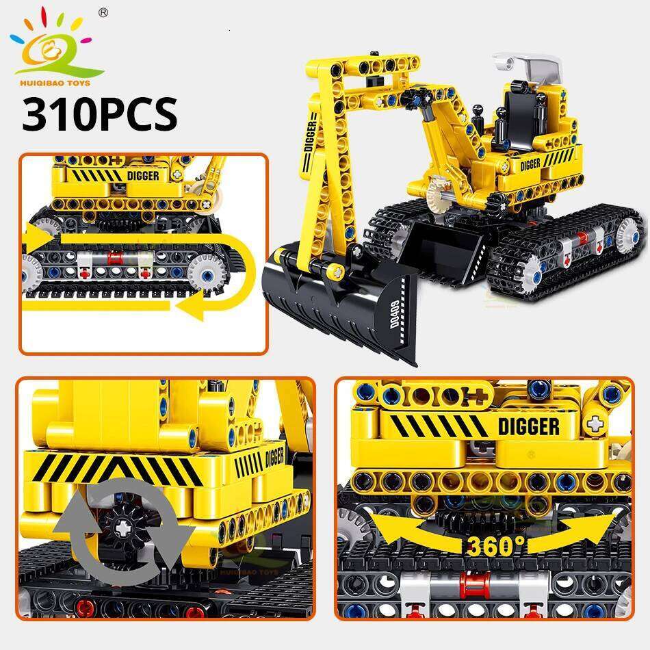 HUIQIBAO Engineering Truck Tech Building Block City Construction Toy For Children Boy Adults Excavator Bulldozer Crane Car Brick Z260306