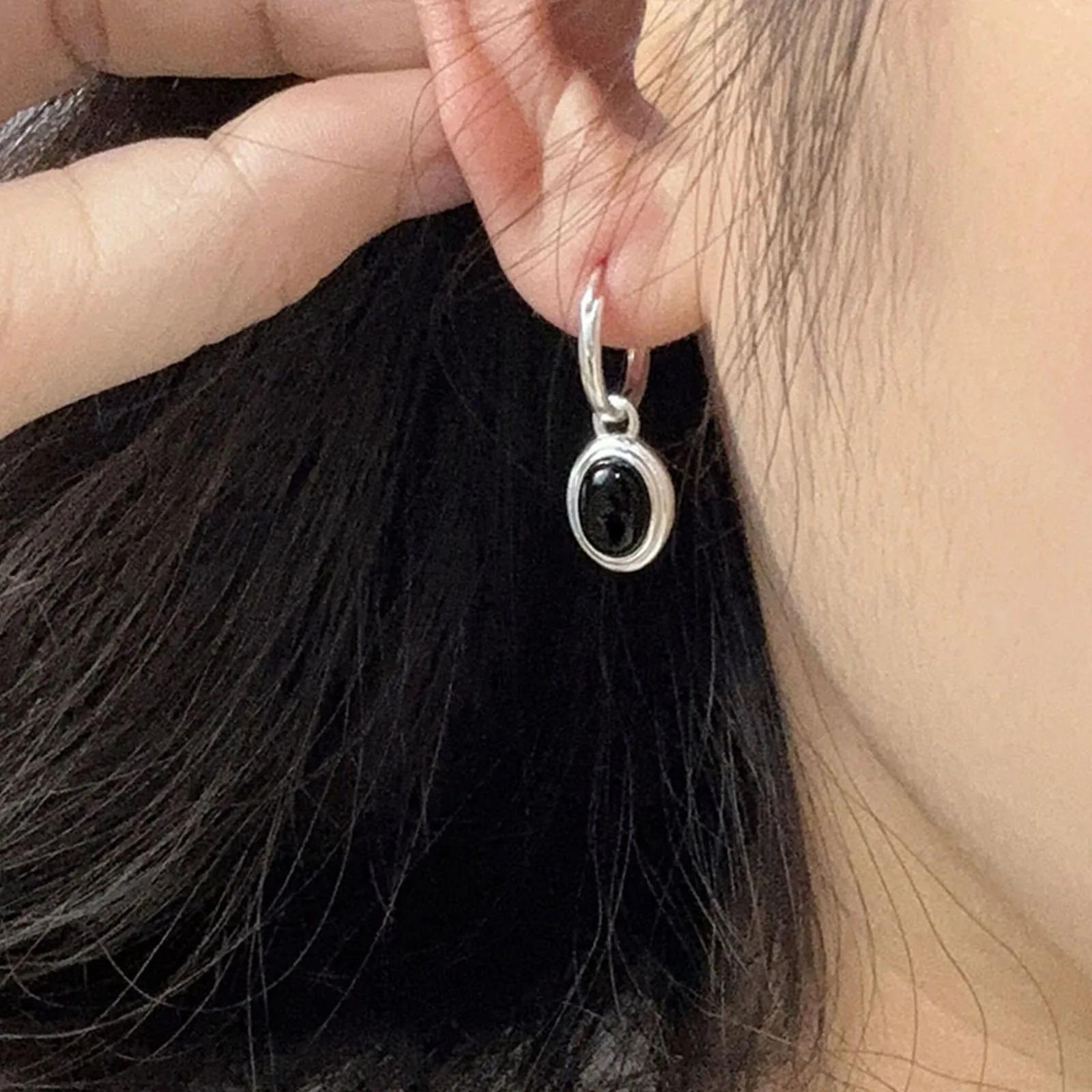 925 Sterling Silver Vintage Gold Round Earrings For Women Black Ball Earring Jewelry Prevent Allergy Party Accessories Gift 260303