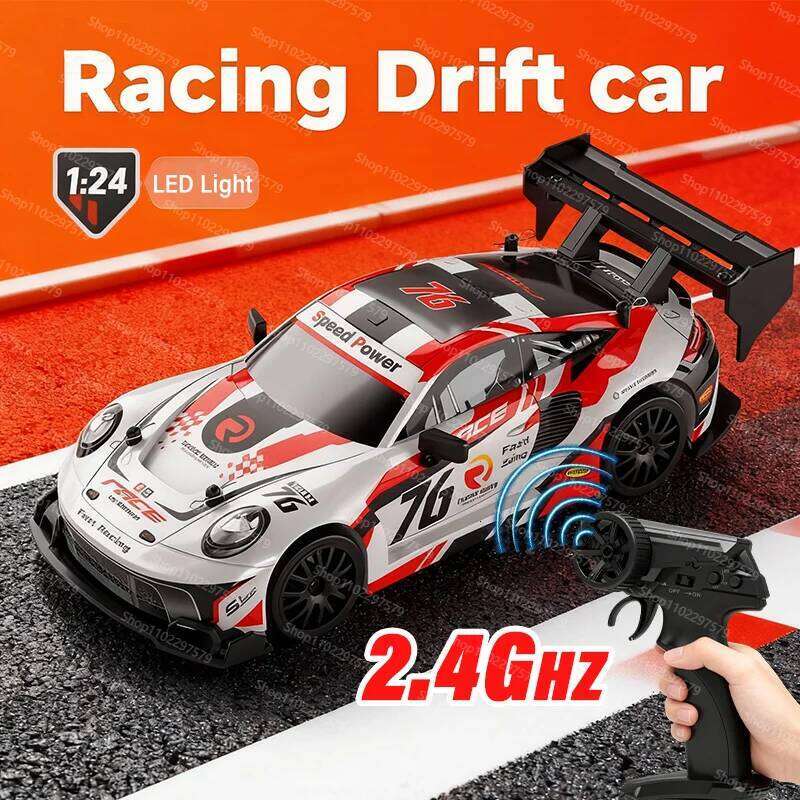 2.4G RC Drift 1:24 30KM/H High Speed M4 Sport LED Lights With Extra Tires Racing Car Full Proportion Toy Gift C260305