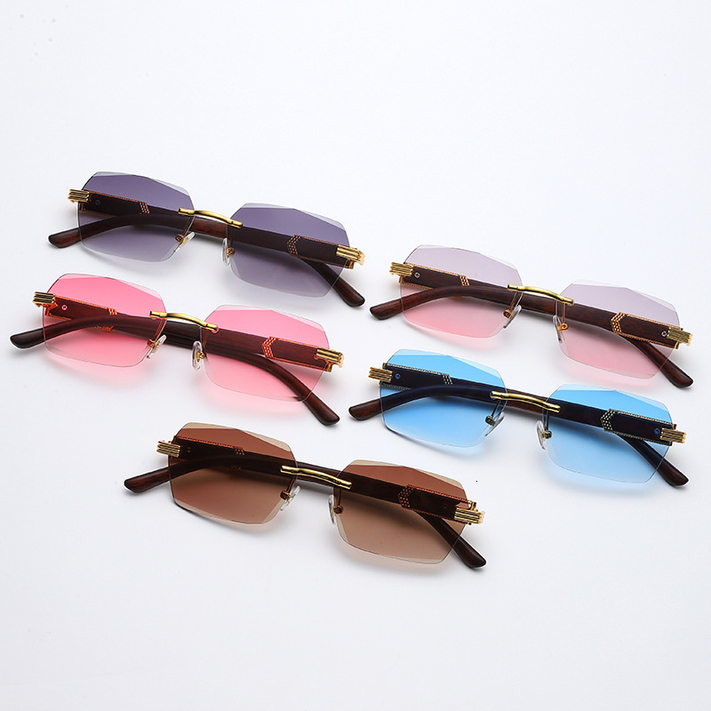Top Luxury Fashion Sunglasses With Wooden Handle And Metal Designer Sunglasses For Outdoor Bicycles European And American Irregular Square Fashion Sun