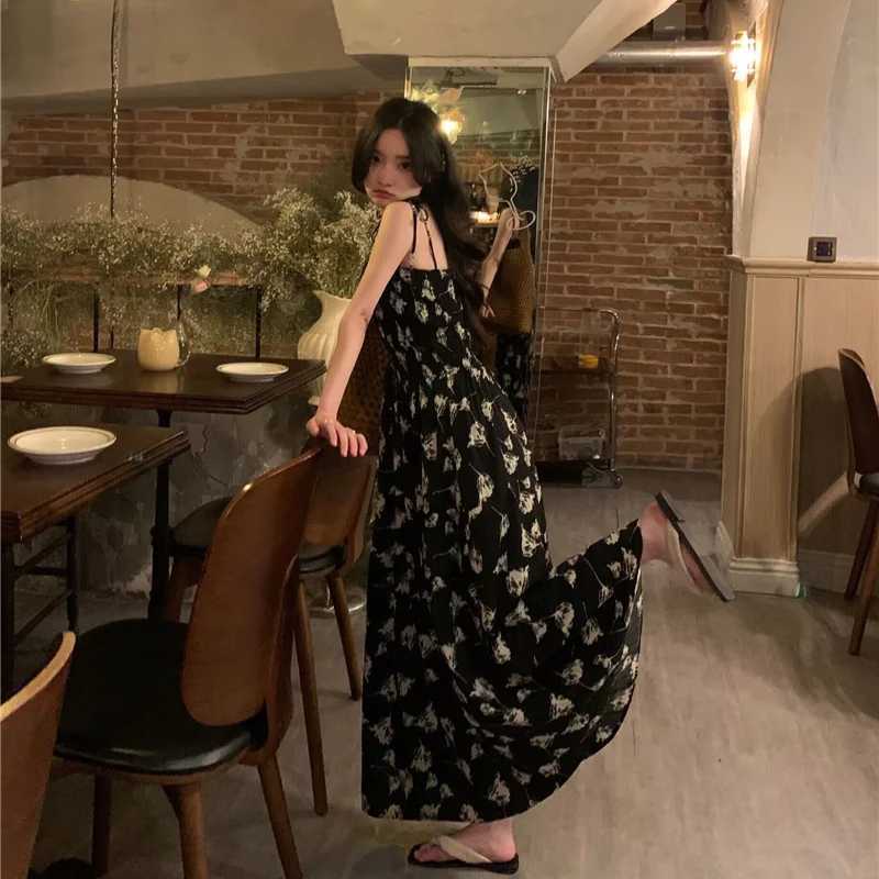Sleeveless Dress Women Floral Printed Summer Holiday Loose Gentle Temper All-match Fashion Fairycore Daily Leisure Maxi Vestidos X260306