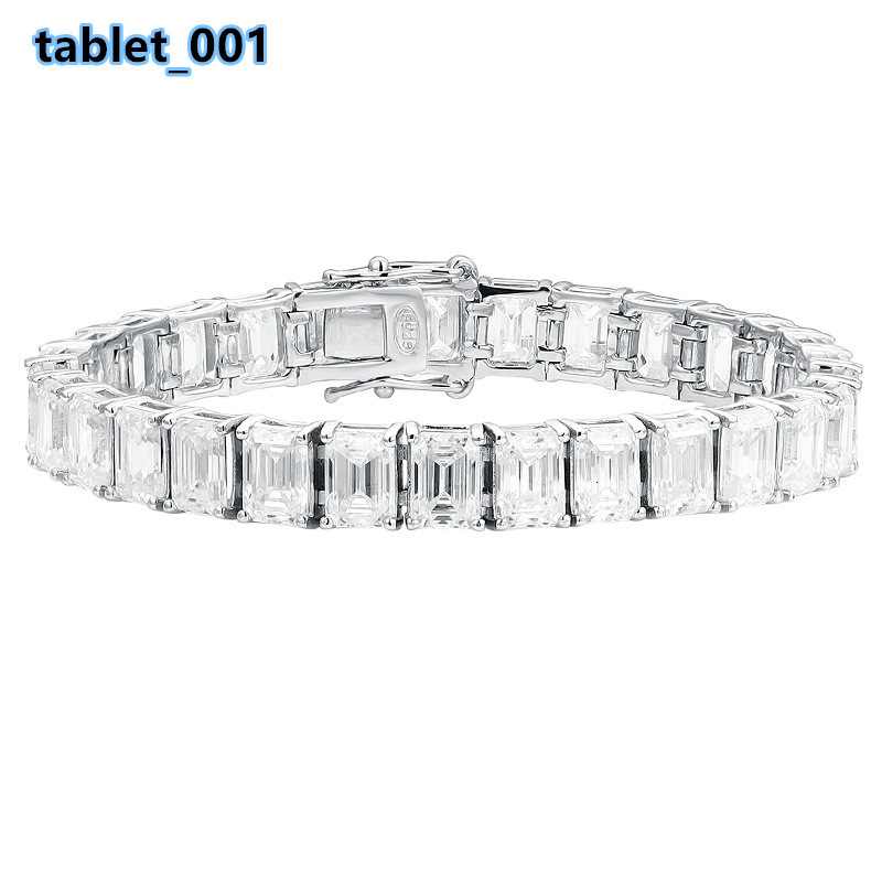 Luxury S925 Sterling Silver Platinum Plated Non Tarnish Emerald Cut 04CT 1CT VVS GRA Moissanite Jewelry Tennis Bracelet for Men