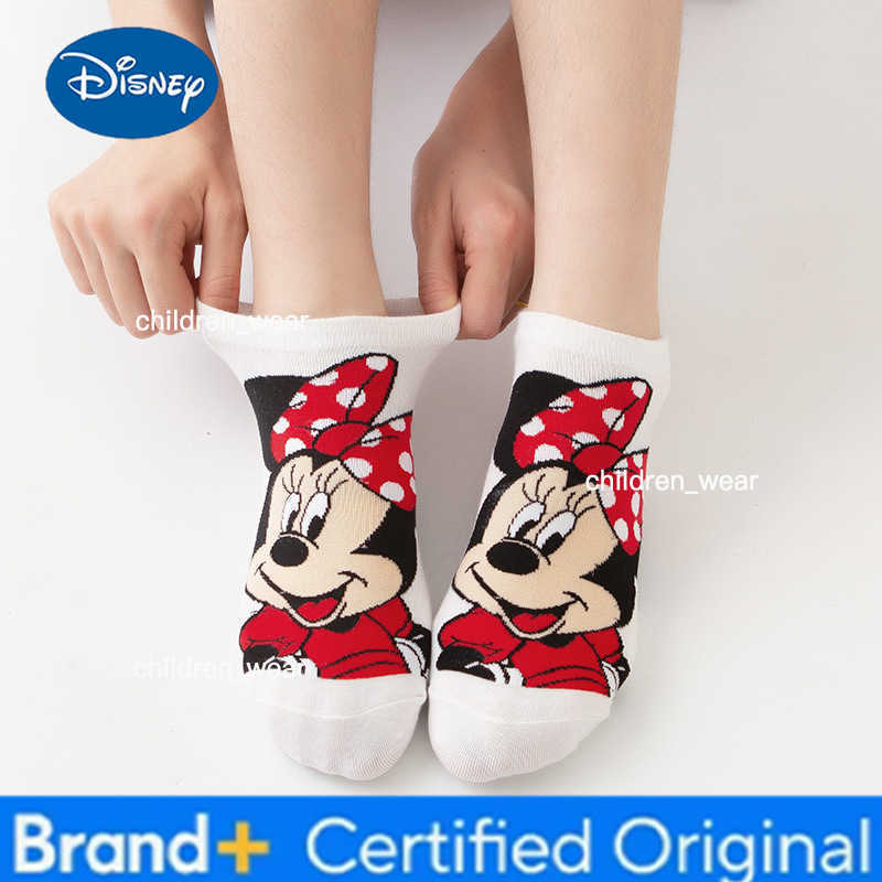 Disney Women 1pair Boat Socks Mickey Mouse Cute Cartoon Japanese Korean Sweet Cotton Socks Spring and Summer Short Tube Socks H260306