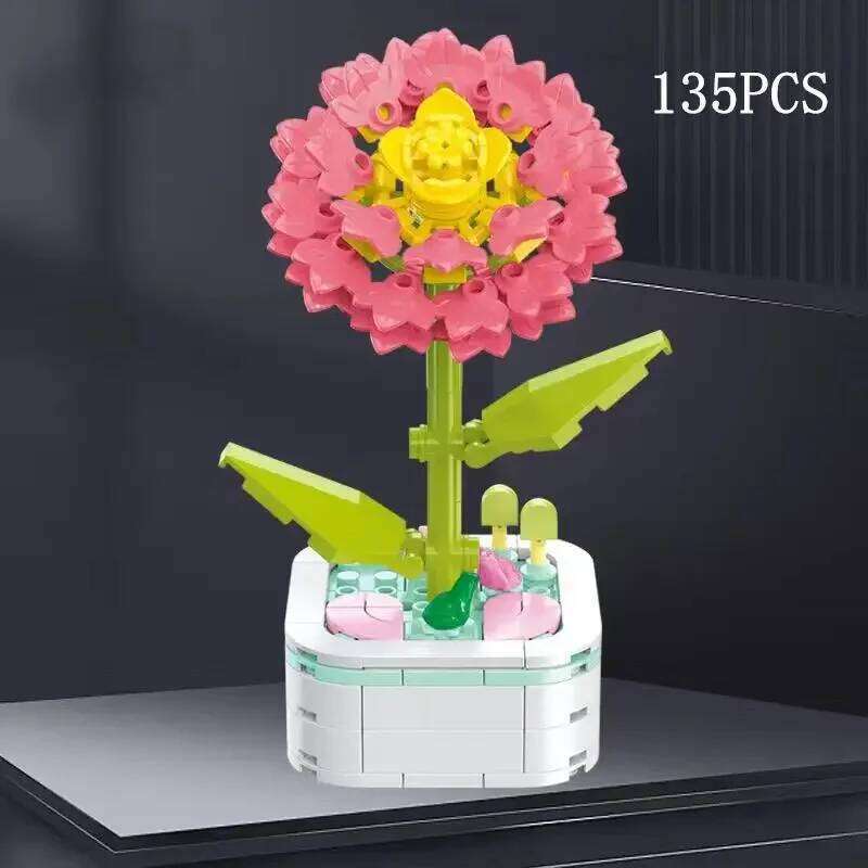 Rose Building Block Flower Eternal Bouquet Prickly Pear Model Plant Decoration Educational Toy For Kids Birthday Gift Z260306