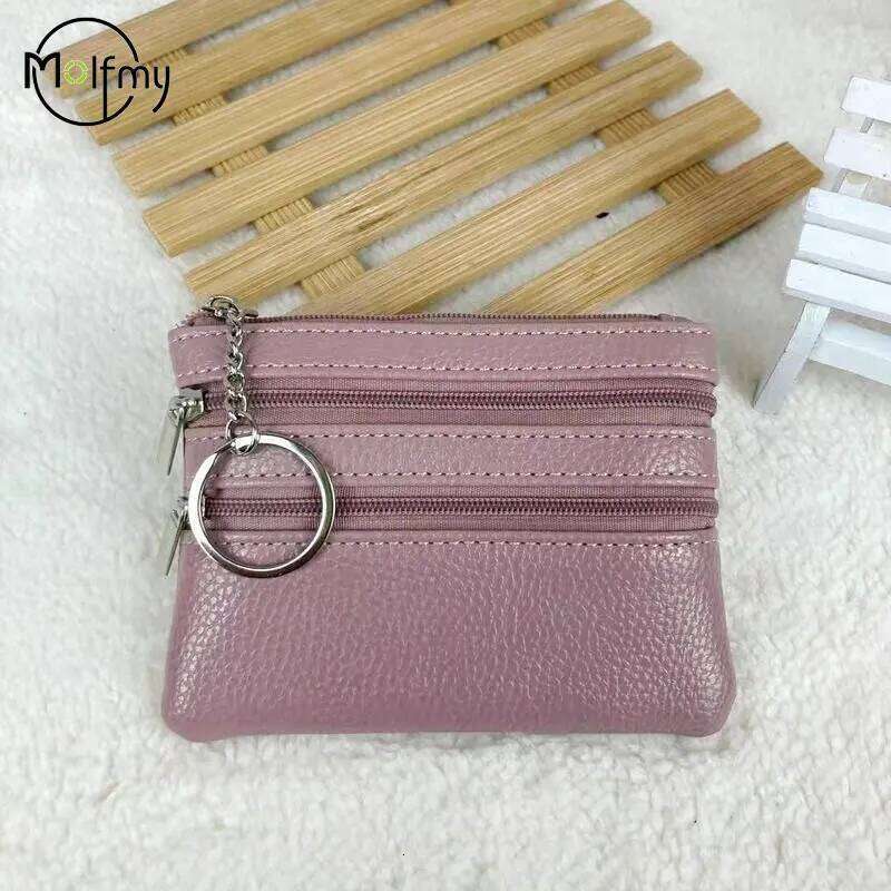 Women Coin Purse Lightweight Small Wallet Change Purses Double-layer Zipper Money Bags Children Mini Wallets Leather Key Holder C260304
